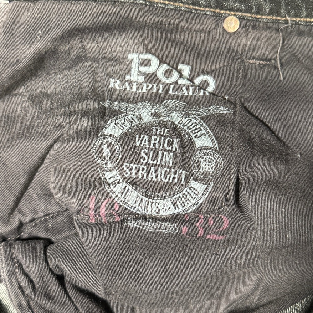 Ralph Lauren Jeans Mens 46x32 46B Black Denim Varick Graffiti Patchwork Skull - Picture 11 of 13